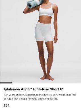lululemon athletica Align High-Rise 6" Shorts in White